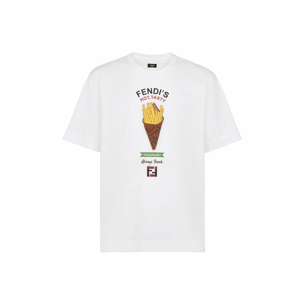 Kaos Pendek FENDI dengan Motif Gambar/Cetak, Cocok untuk Pria dan WanitaF-26