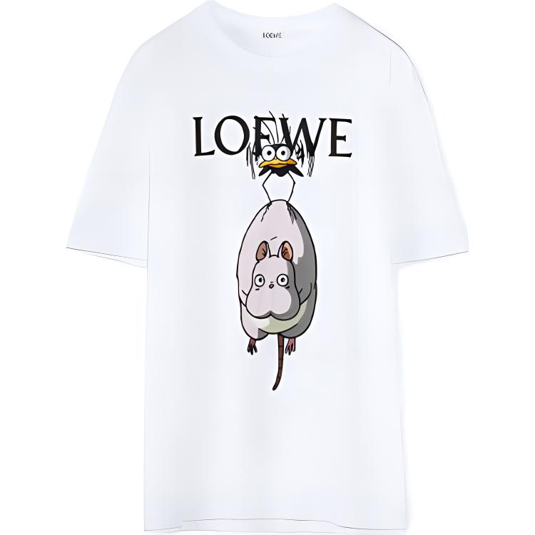 Kaos Pendek LOEWE dengan Motif Gambar/Cetak, Cocok untuk Pria dan Wanita -LE-11