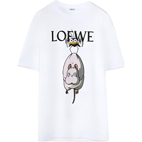 Kaos Pendek LOEWE dengan Motif Gambar/Cetak, Cocok untuk Pria dan Wanita -LE-11