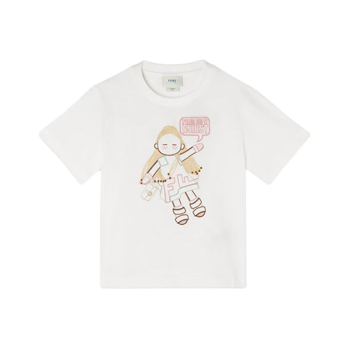 Kaos Pendek FENDI dengan Motif Gambar/Cetak, Cocok untuk Pria dan WanitaF-44