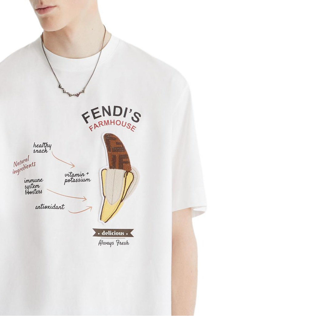 Kaos Pendek FENDI dengan Motif Gambar/Cetak, Cocok untuk Pria dan WanitaF-23